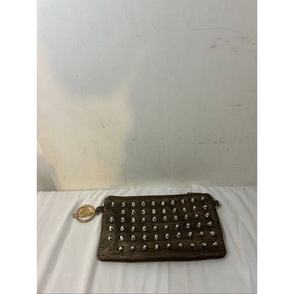 Traci Lynn studded 3d style gothic clutch bag zipper 10.5"x6" - Picture 2 of 10